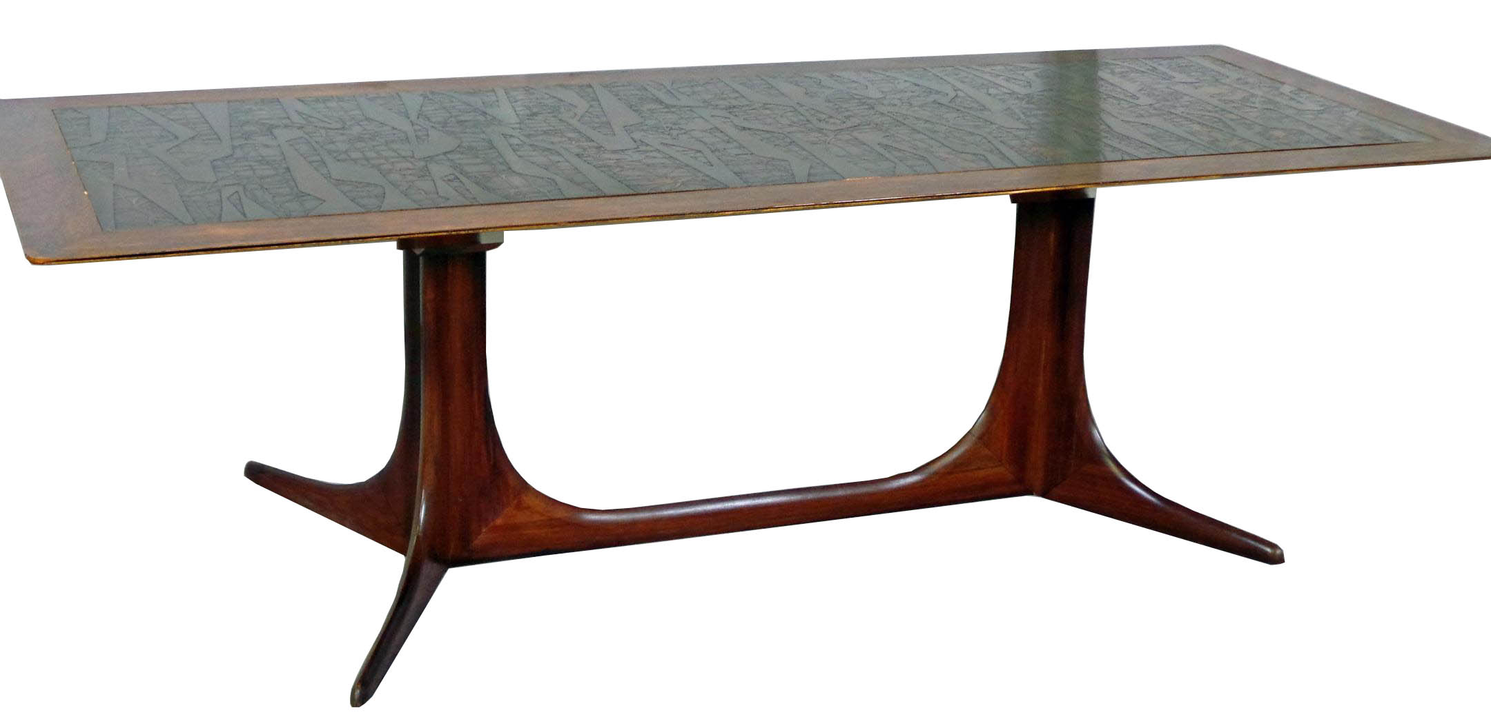 Copper Topped Danish Modern Sofa Table Modernism